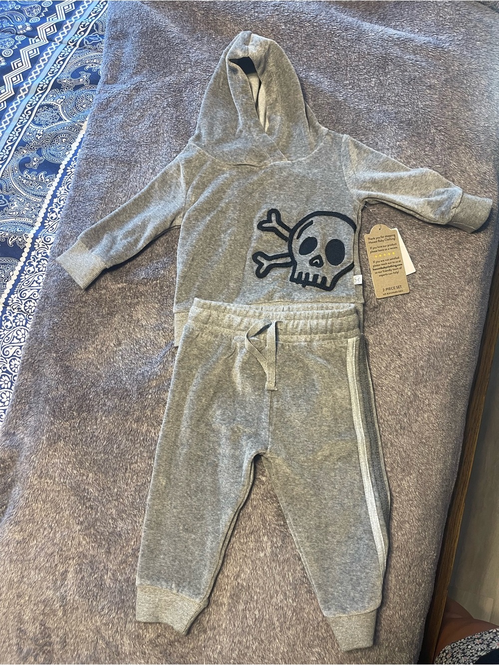 The Honest Company Grey Skull Hoodie & Joggers Set